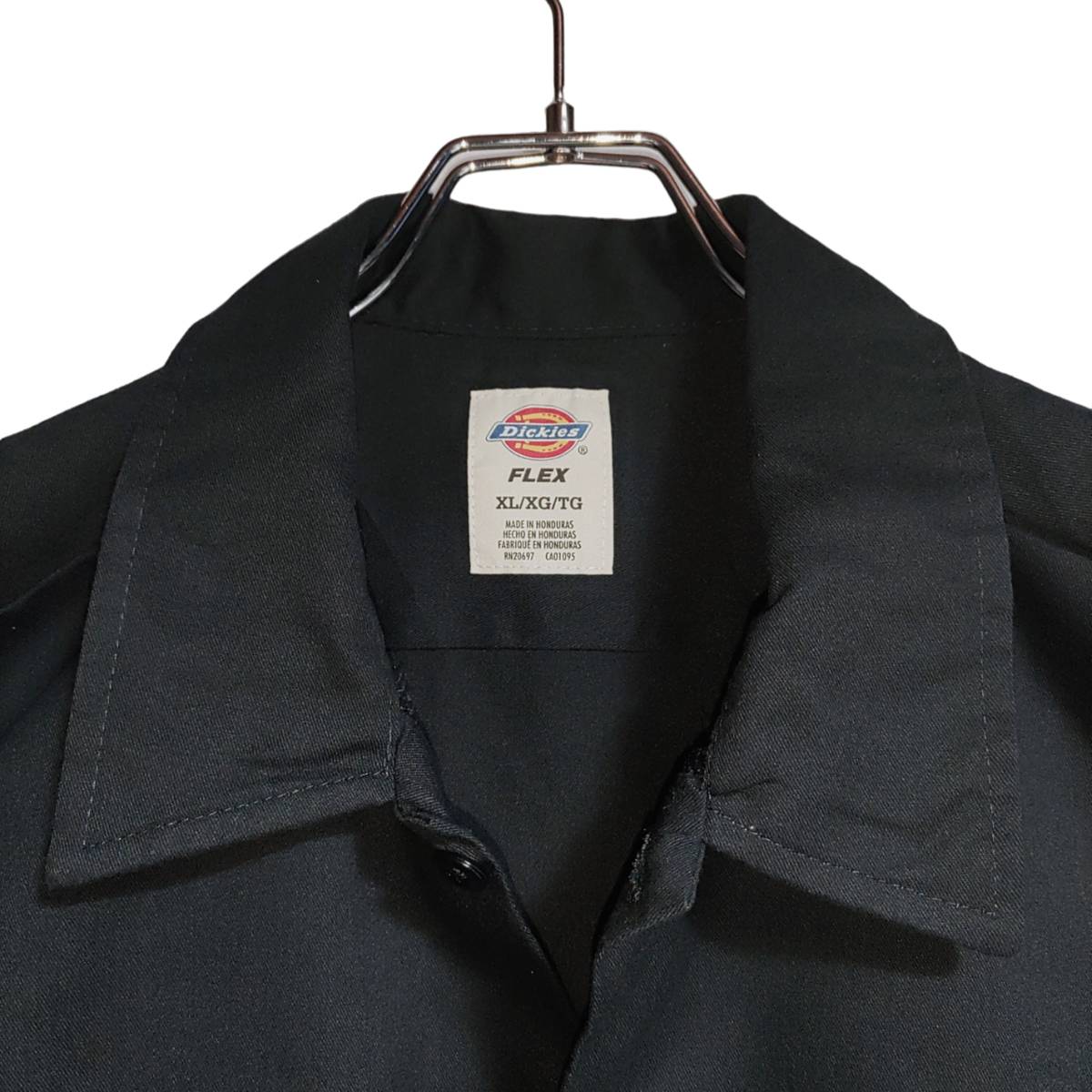 Dickies ディッキーズ 長袖ワークシャツ size XL オーバーサイズ ブラック 裾タグ ゆうパケットポスト可 古着 洗濯 プレス済 a17_画像2