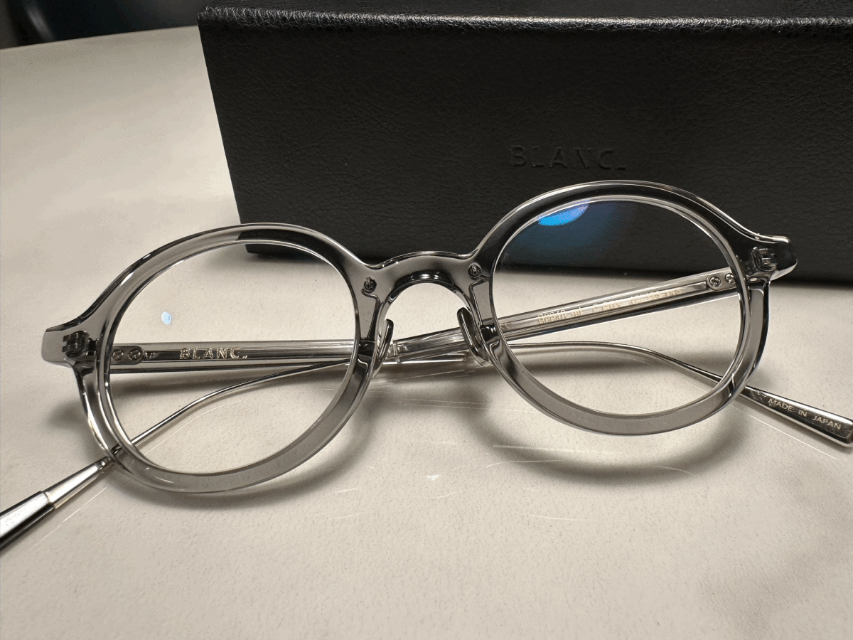 新品未使用BLANCブラン眼鏡メガネ度なしグレークリア透け感_画像5