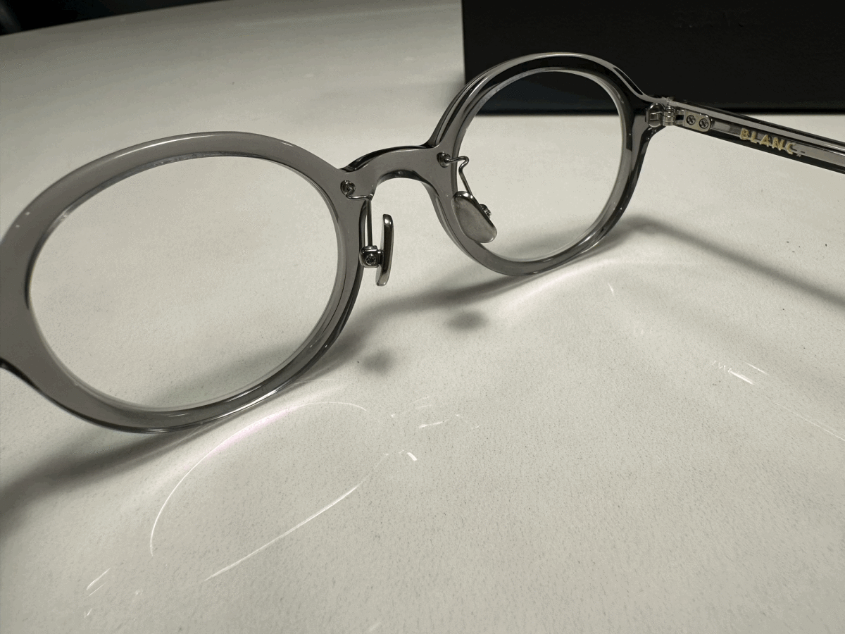 新品未使用BLANCブラン眼鏡メガネ度なしグレークリア透け感_画像6