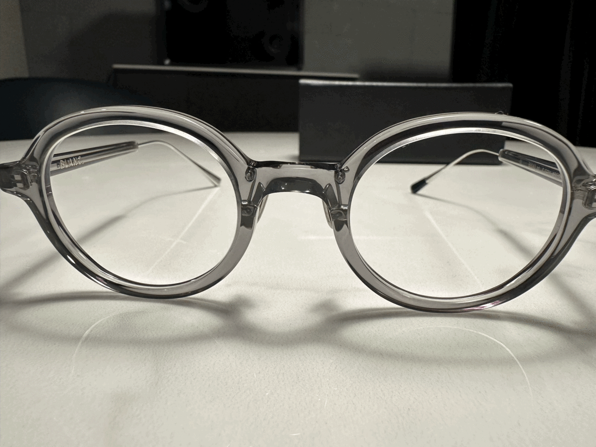 新品未使用BLANCブラン眼鏡メガネ度なしグレークリア透け感_画像1