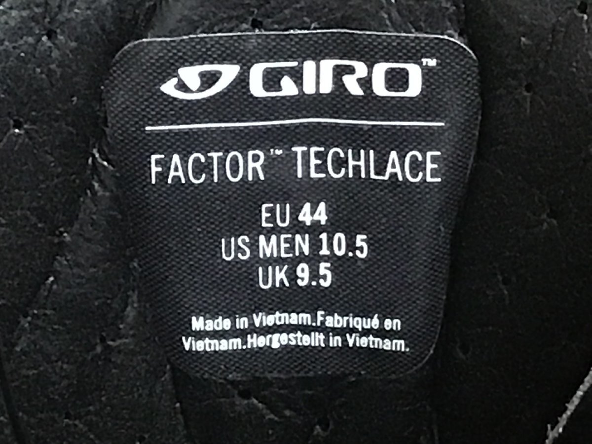 GQ804 ジロ GIRO FACTOR TECHLACE ビンディングシューズ SPD-SL 黒 EU44_画像7