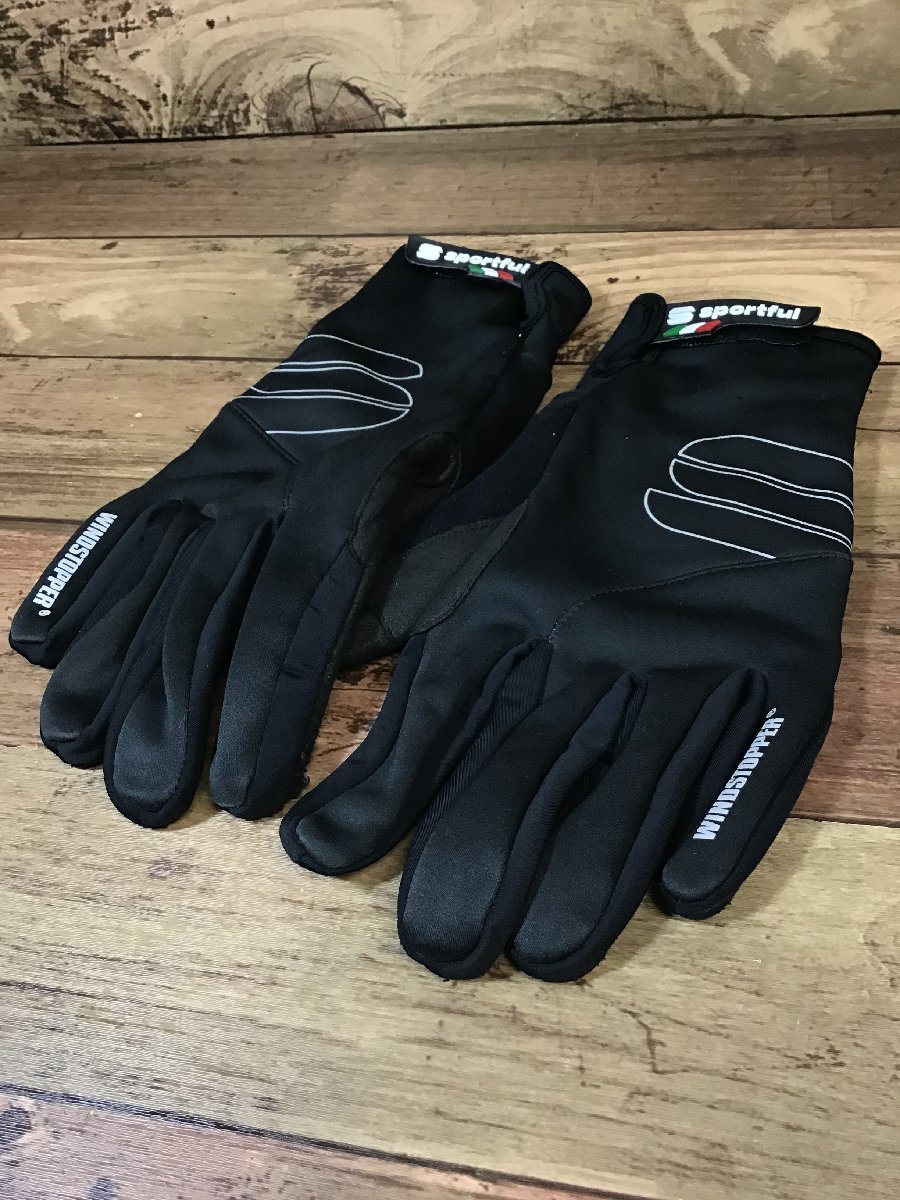 GG031 スポーツフル sportful WINDSTOPPER 長指 グローブ 裏起毛 黒 L_画像1