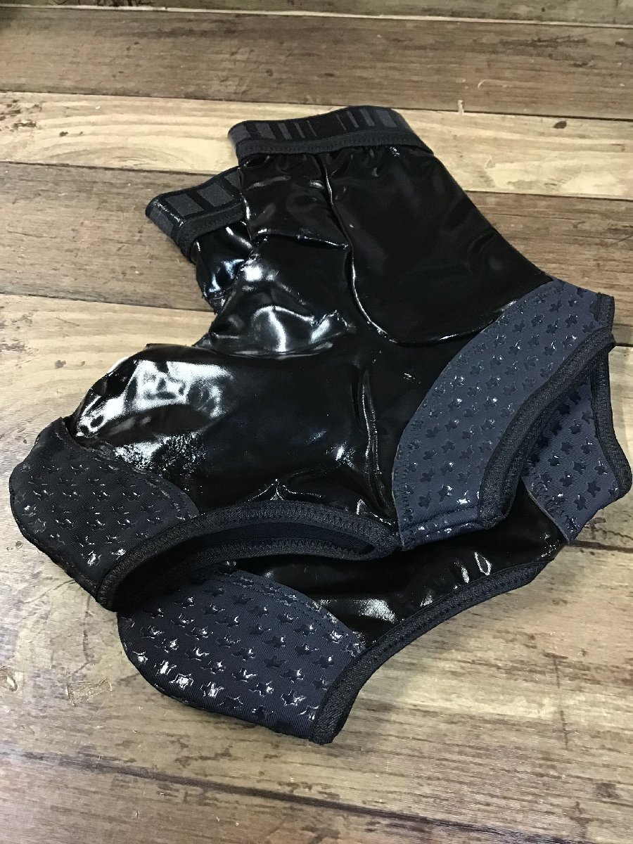 HH552 アソス assos レインブーティrainBootie シューズカバー 黒 SIZE0 ※剥がれ_画像1