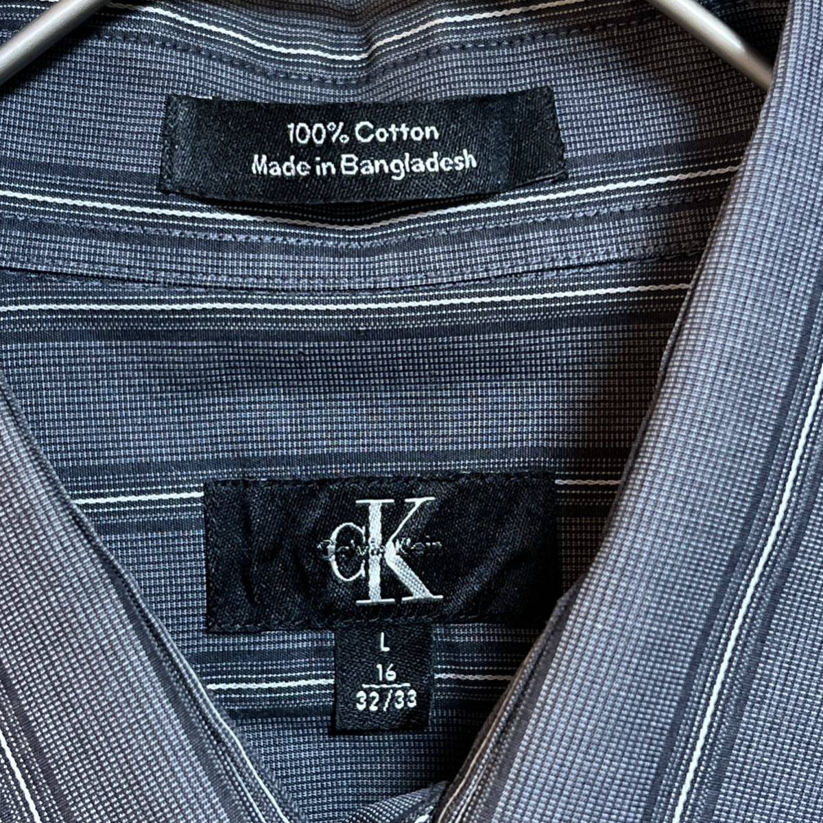 CK Calvin Klein カルバンクライン 長袖シャツ ストライプシャツ サイズＬ_画像3