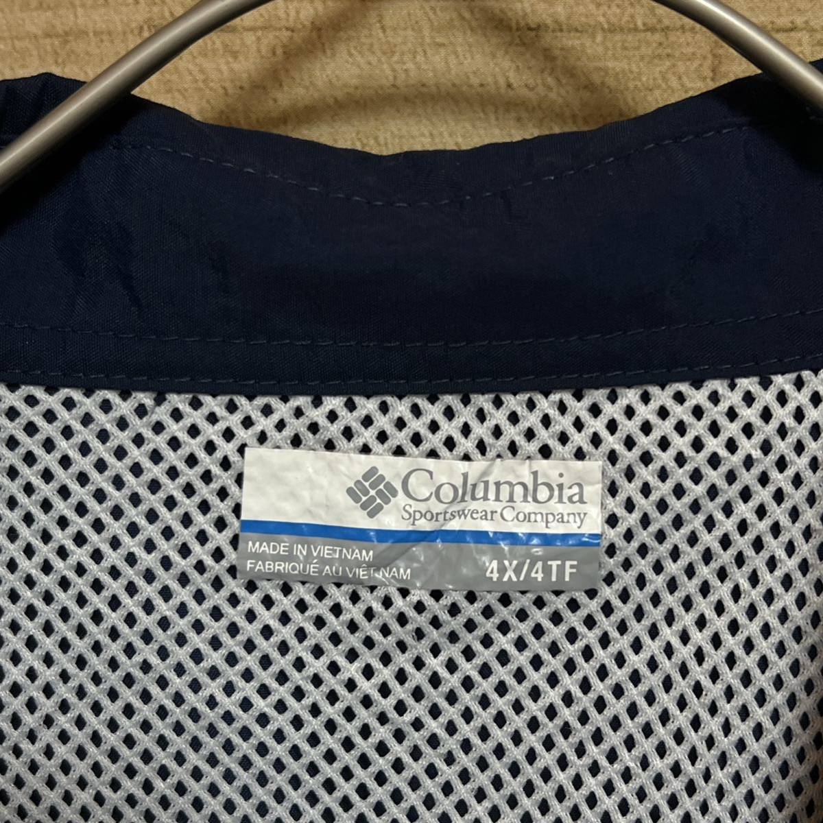 ColumbiaコロンビアPFGフィッシングシャツ　長袖シャツ オムニシェイド ロゴ ネイビー ビッグサイズ4X オーバーサイズ　ビッグシルエット_画像4