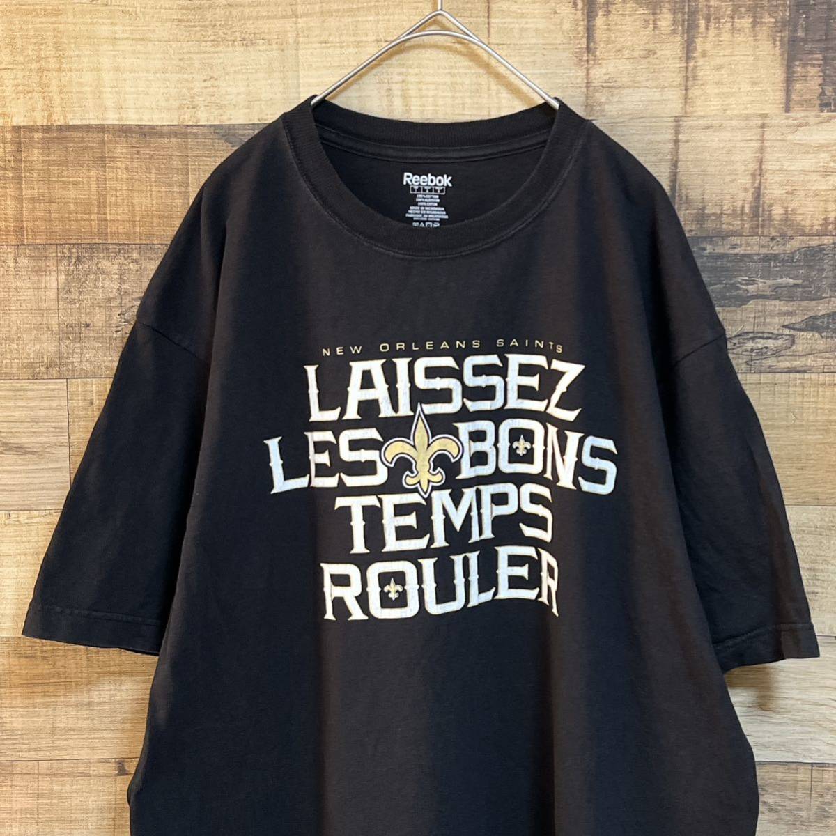 Reebok リーボック　半袖Tシャツ　NHL ニューオーリンズ・セインツ 文字ロゴプリント　サイズＬ_画像1