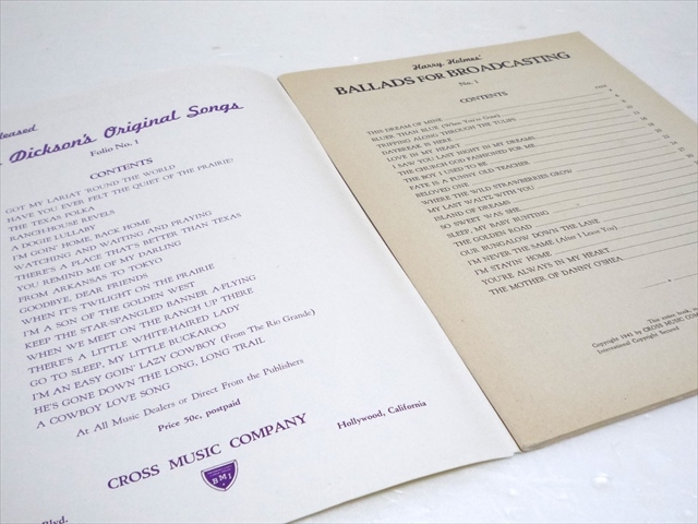 1943年 ビンテージ BALLADS FOR BROADCASTING 楽譜 50ページ USA製 英記 21曲集 スコア sheet music インテリア ディスプレイ 音楽 本_画像2