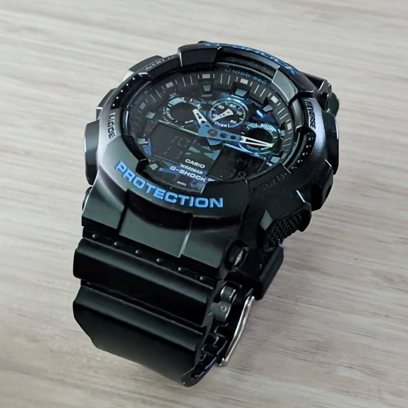 G-SHOCK ベゼル・ベルト ブラック (ロゴ文字：ブルー) GA-100/110/120等に装着可能 [送料無料] - 工具付き_画像5