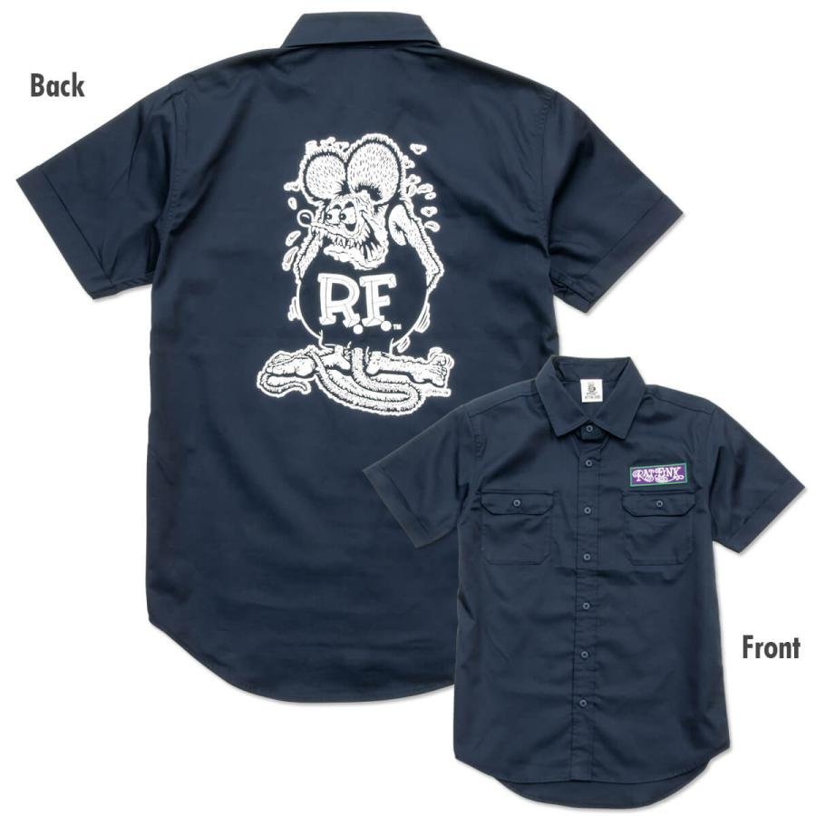 ★ラットフィンク Rat Fink ショート スリーブ ワークシャツ - XL 正規品 半袖シャツ mooneyes hot rod