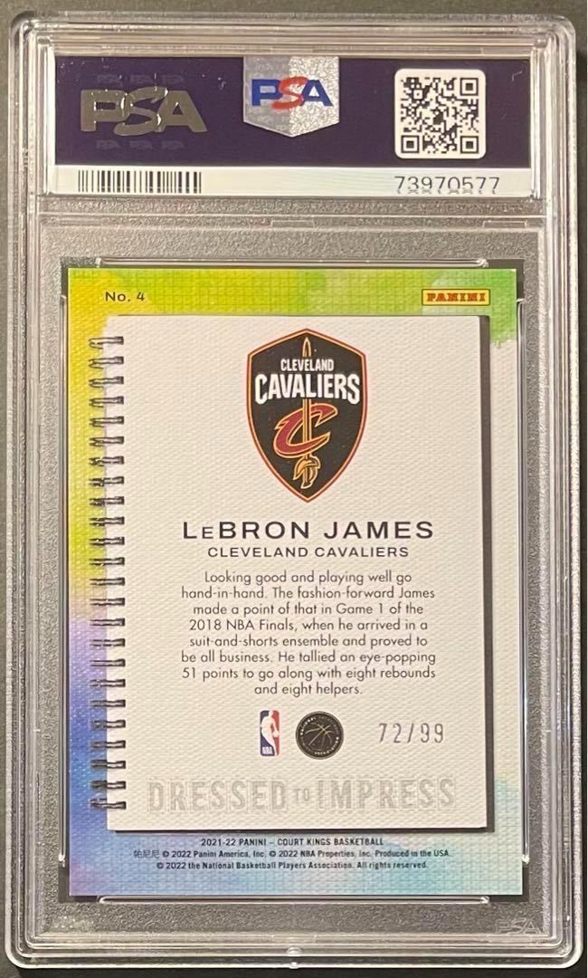 【 99枚限定 / PSA 9 】LeBron James 2021-22 Court Kings Dressed to Impress Amethyst /99 SP Parallel レブロン Lakers Cavs Panini NBA_画像3