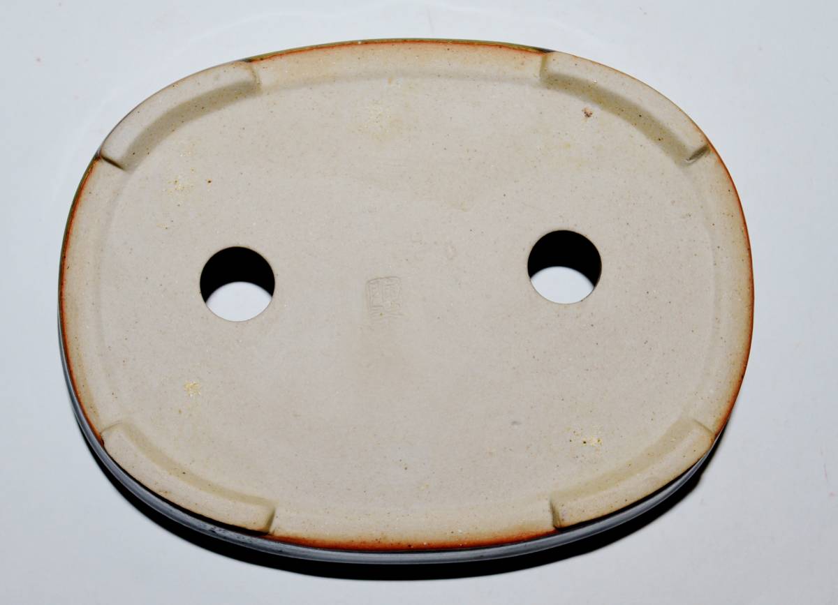 希少・約40～5０年前後の古い　「陶翠」　製作中止盆器　窯変釉　胴帯切立小判形の鉢 _画像6