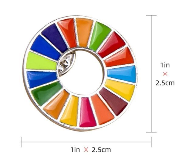 SDGsピンバッジ２個セット スーツにちょうどいいサイズ2.5cm 国連本部公式最新仕様 しっかり留まる仕様の留め具です ピンバッジ 1_画像2