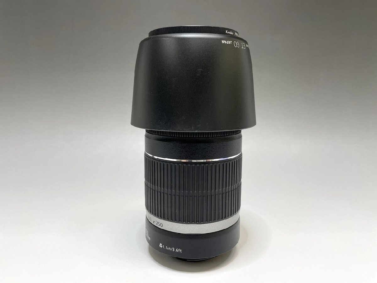 極美品 Canon キャノン EFSレンズ EF-S55-250mm f/4-5.6 IS 1.1m/3.6ft & Canon ET-60 レンズフード & kenko PRO1D 58mm レンズフィルターの画像3