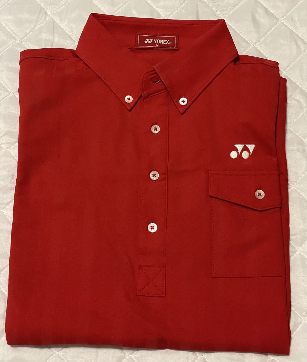 ヨネックス YONEX ゴルフウェア　半袖ボタンダウンポロシャツ　Mサイズ　赤_画像4