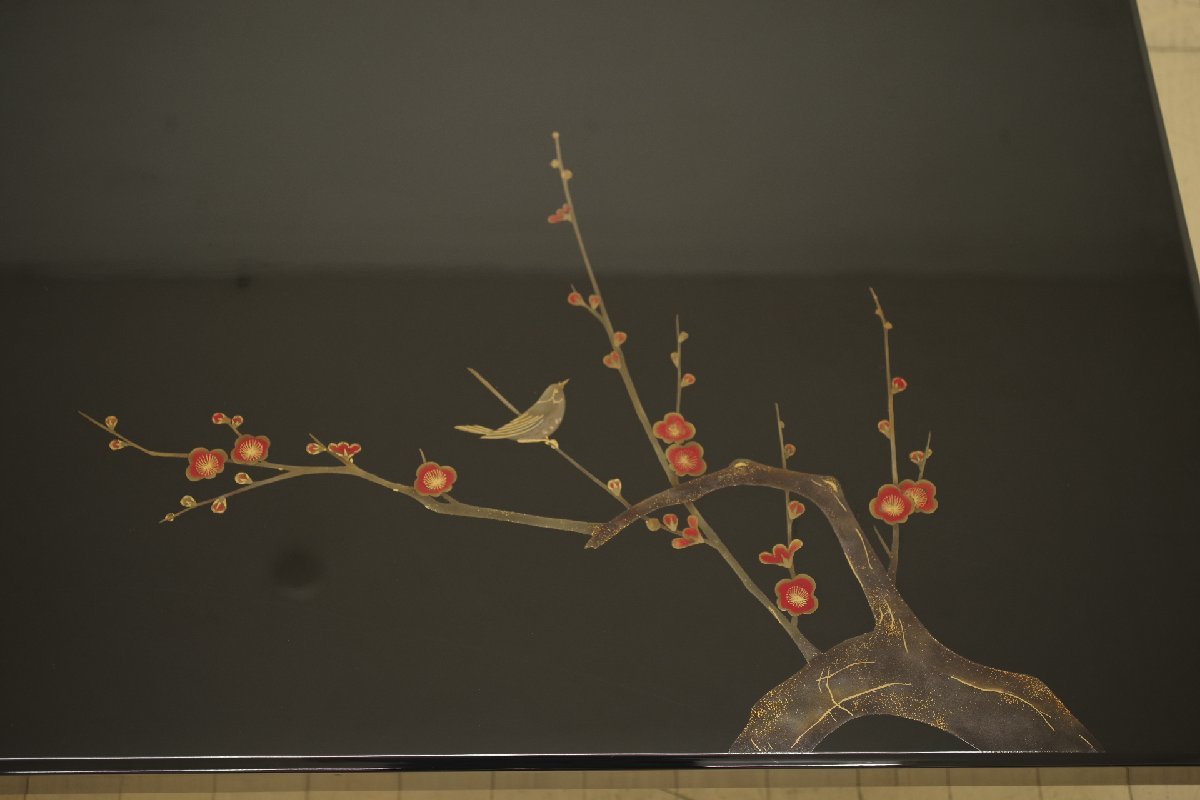 希少 輪島塗 蒔絵師 浜高悦朗作 金蒔絵 黒漆 座卓 5尺 希少 輪島塗 蒔絵師 浜高悦朗作 金蒔絵 黒漆 座卓 5尺