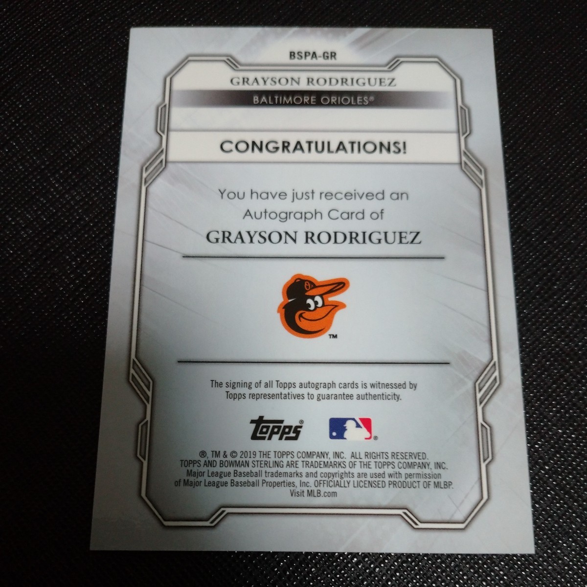 2019 topps bowman sterling Grayson Rodriguez Autoの画像2