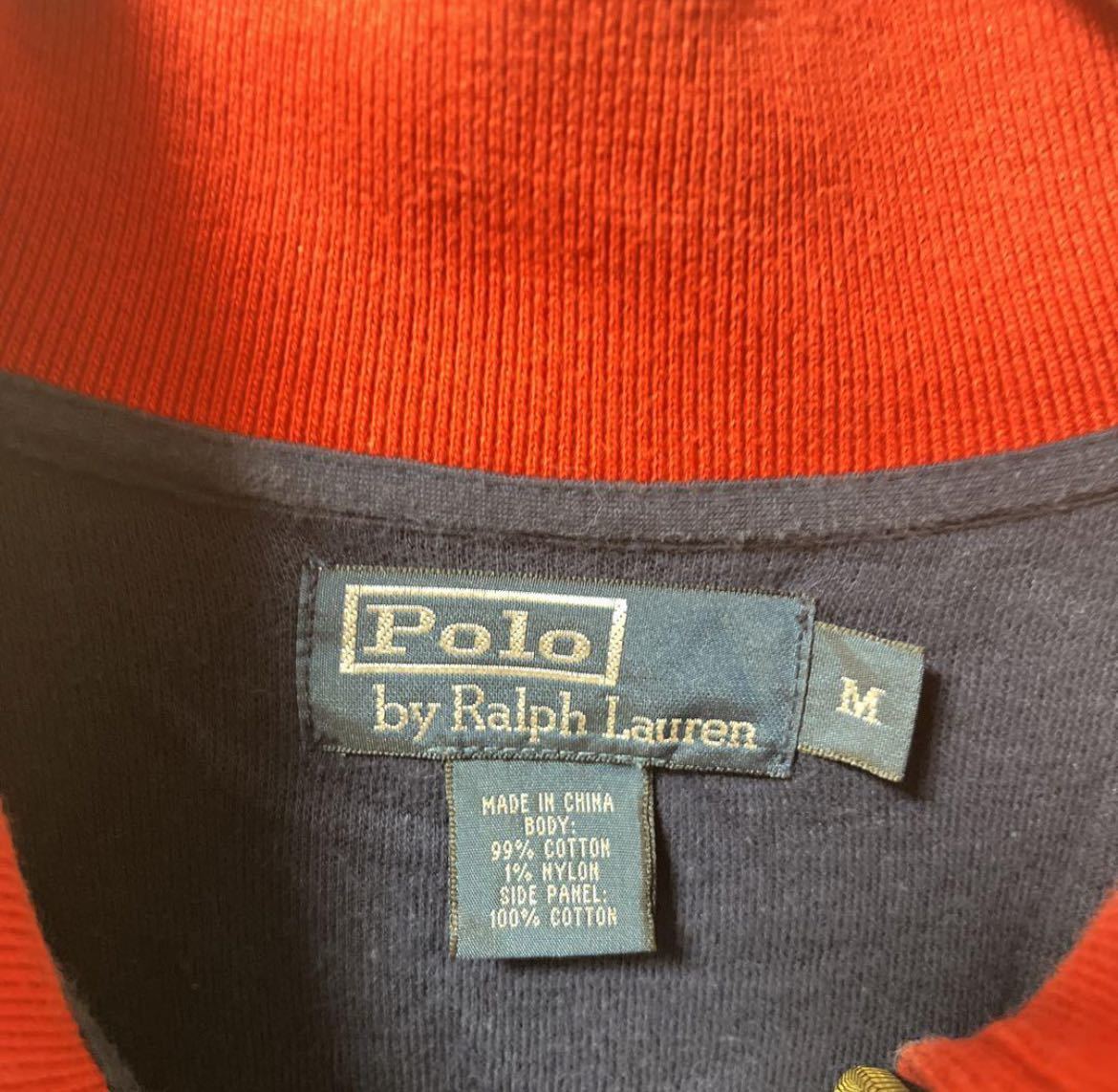 POLO RALPH LAUREN ポロ バイ ラルフローレン ジャージ 上 トラックジャケット M 長袖 刺繍ロゴ ビッグポニー ライン ネイビー 90s 90年代