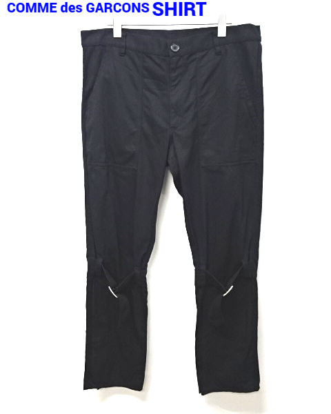 L【COMME des GARCONS SHIRT PANTS W25137 Black コム デ ギャルソン シャツ ストッラップボンテージパンツ ブラック】