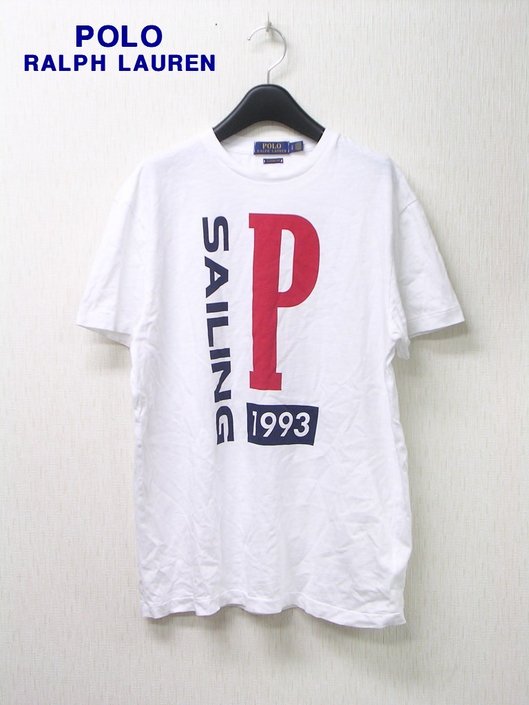 S 白【POLO RALPH LAUREN ポロ ラルフローレン CP-93 CLASSIC FIT T-Shirt-SAILING P 1993 WHITE ホワイト PRL248】_画像1
