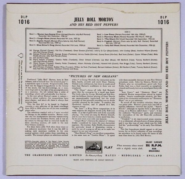 ★Jelly Roll Morton And His Red Hot Peppers★UK-HMV DLP 1016 (mono) 廃盤10インチ !!!_画像2