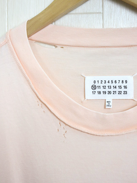 メゾンマルジェラ Maison Margiela Tシャツ ロゴ オーバーサイズ ダメージ加工 S30GC0660 S20079 ピンク size 46_画像5