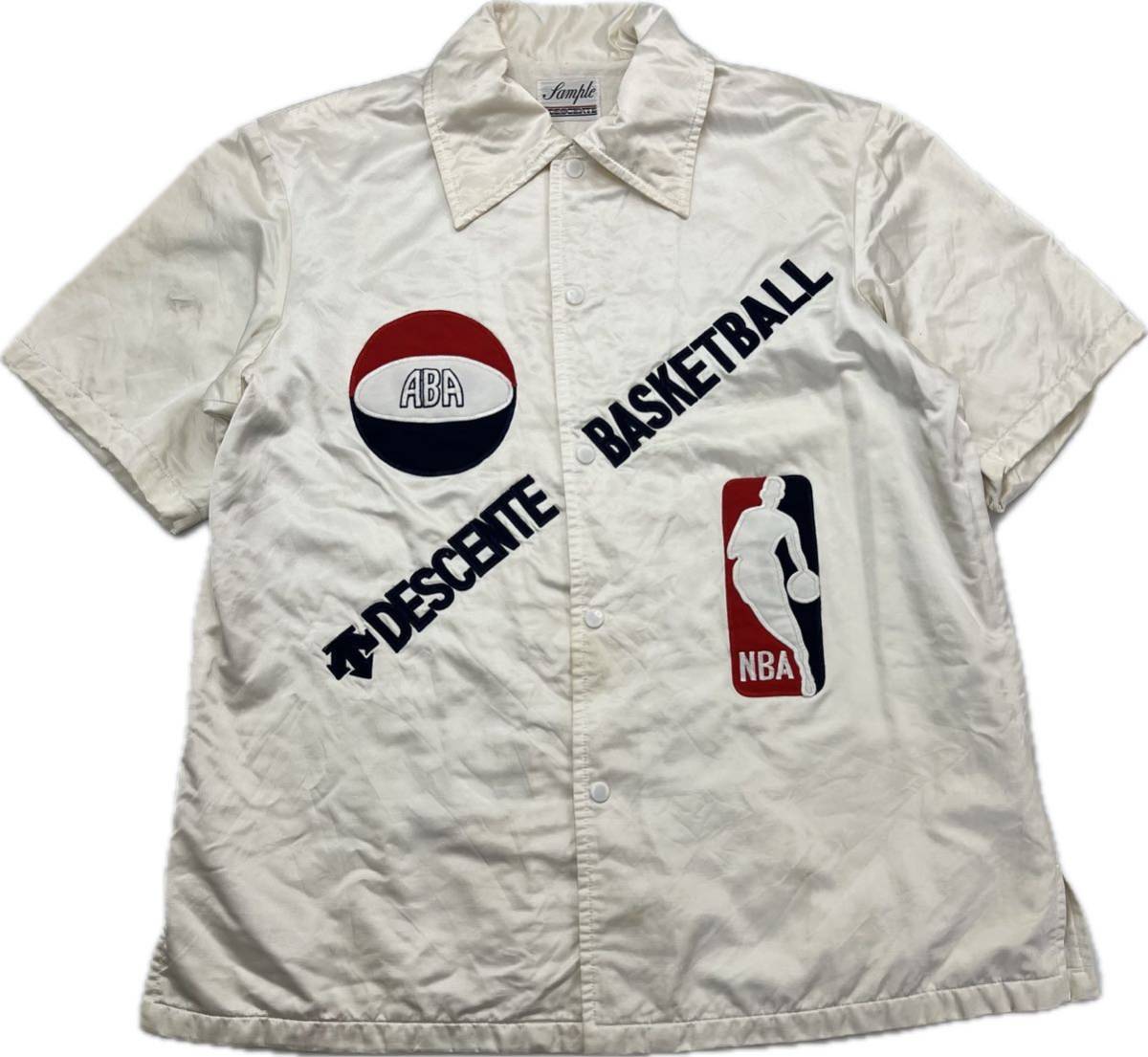 【2024年新作】 ビンテージ ABA NBA DESCENTE 半袖 ホワイト バスケ シャツ ウォームアップ