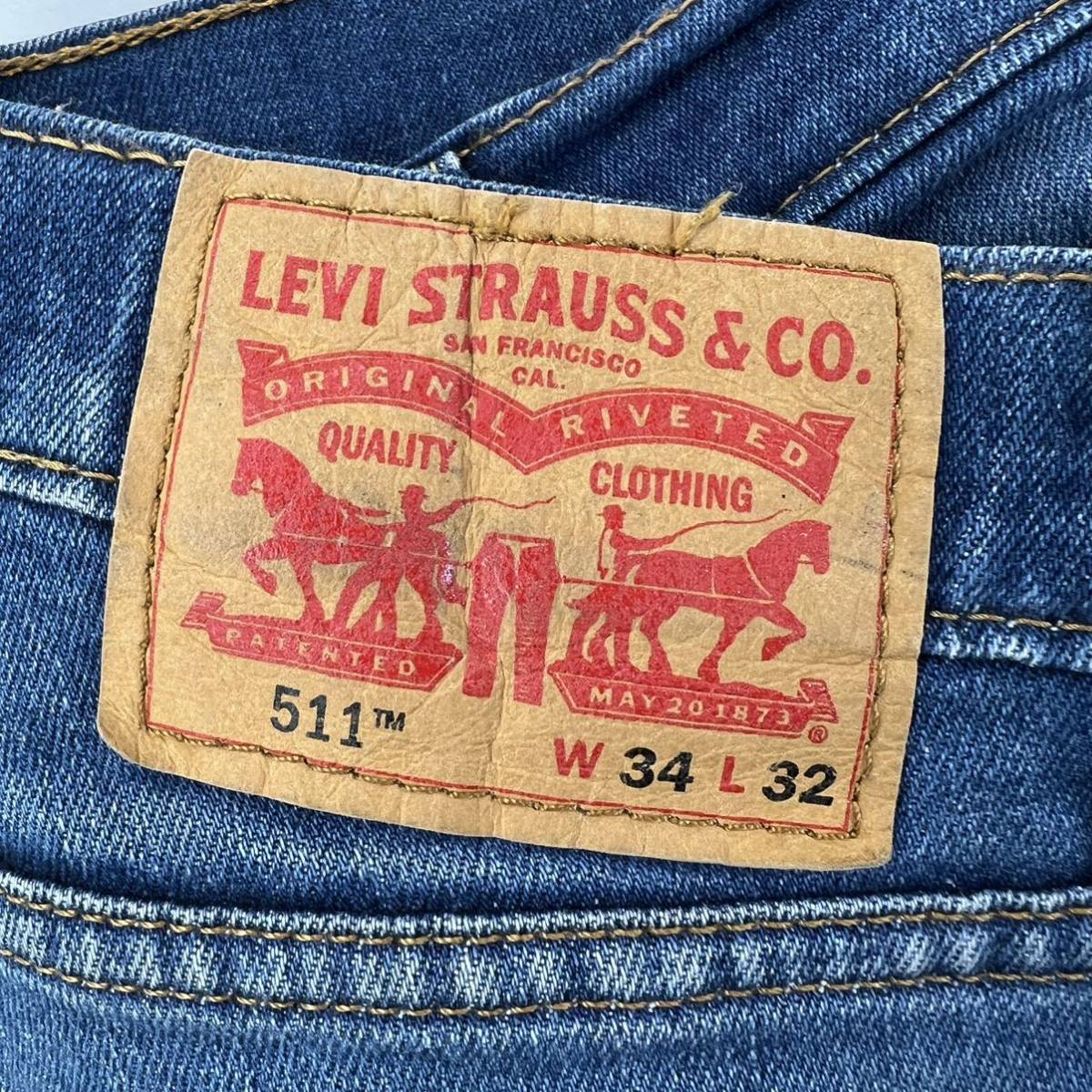 LEVIS ☆ 511 自然な風合い◎ ストレッチ スキニー ジーンズ テーパード デニムパンツ W34 スタイリッシュ カジュアル リーバイス■JS843_画像6