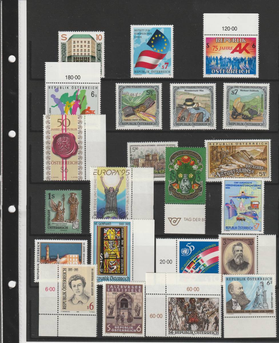 オーストリア 1995年 未使用 まとめ 外国切手_画像1