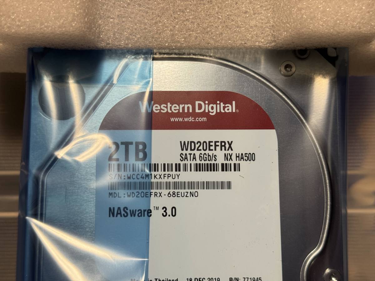 ■ 売切！ 未使用品！ I-O DATA HDLH-OP2R 交換・増設用カートリッジ WD RED WD20EFRX 2TB 3.5inch SATA 26mm厚 5400rpm 2019年12月製造_画像3