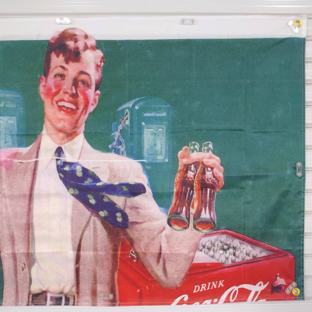 コカコーラ フラッグ P177 アメリカン雑貨 クラシック レトロ 当時物 旗 ポスター 壁面装飾 ノベルティ 広告 ブリキ看板 コーラ 販促品_画像5