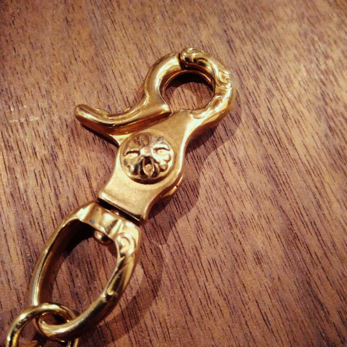 Brass Fuck keychain 真鍮製 キーチェーン キーリング ゴールド 18cm バイカー アメカジ ハーレーの画像2