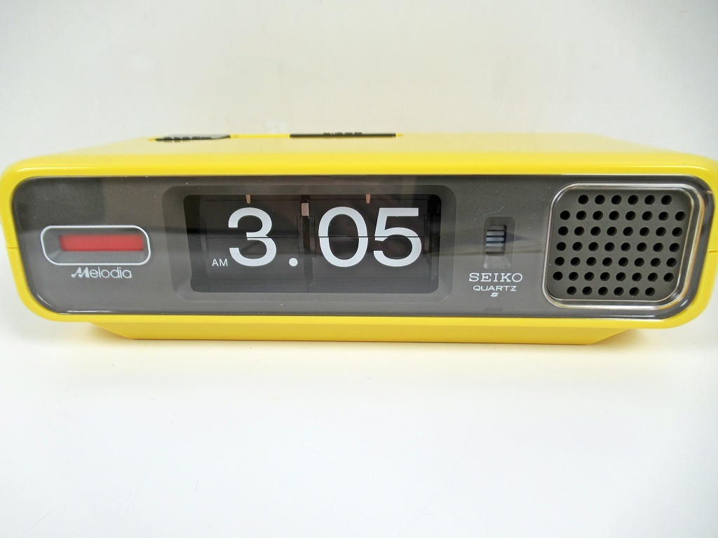 ◆[C37]SEIKO セイコー　パタパタ時計 クオーツアラーム ダイレクト メロディア 置時計　DM303　黄色 取扱説明書・元箱付き 動作確認済_画像4