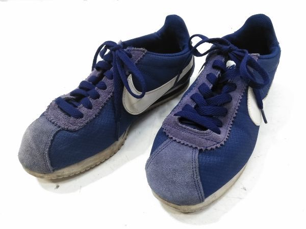 ♪NIKE ナイキ WMNS CLASSIC CORTEZ NYLON／749864-414 スニーカー ネイビー 24.5cm レディース A120415N @80♪_画像1