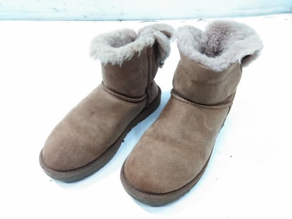 ♪UGG アグ 1012808 ショートブーツ ナベア リボン付きムートンブーツ ブラウン 23cm USA6 A121411N @80♪_画像1