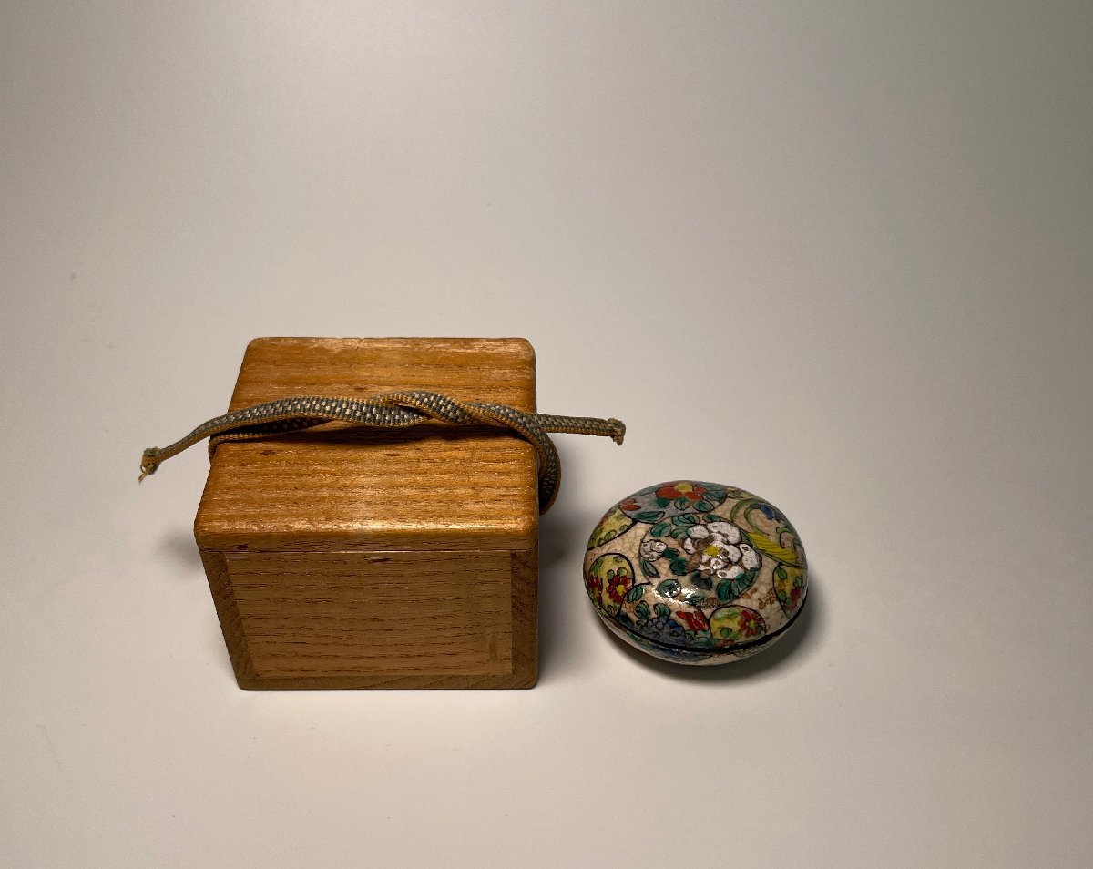 【洛座】江戸期 時代国焼色絵香合＜茶道具茶碗 ◆829-7