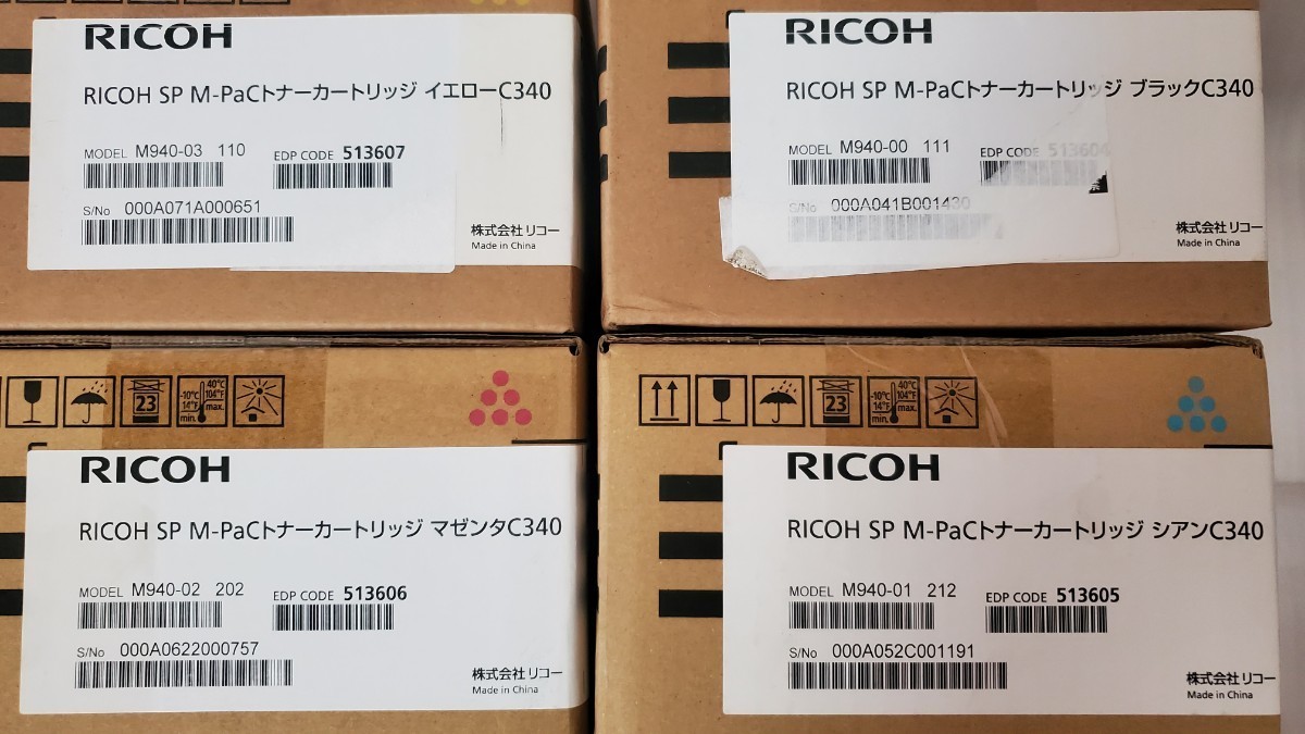 RICOH/ トナー/RICOH SP M―PaC /トナーカートリッジ ブラックC340/ シアンC340/ マゼンタC340/ イエローC340/4色セット_画像2