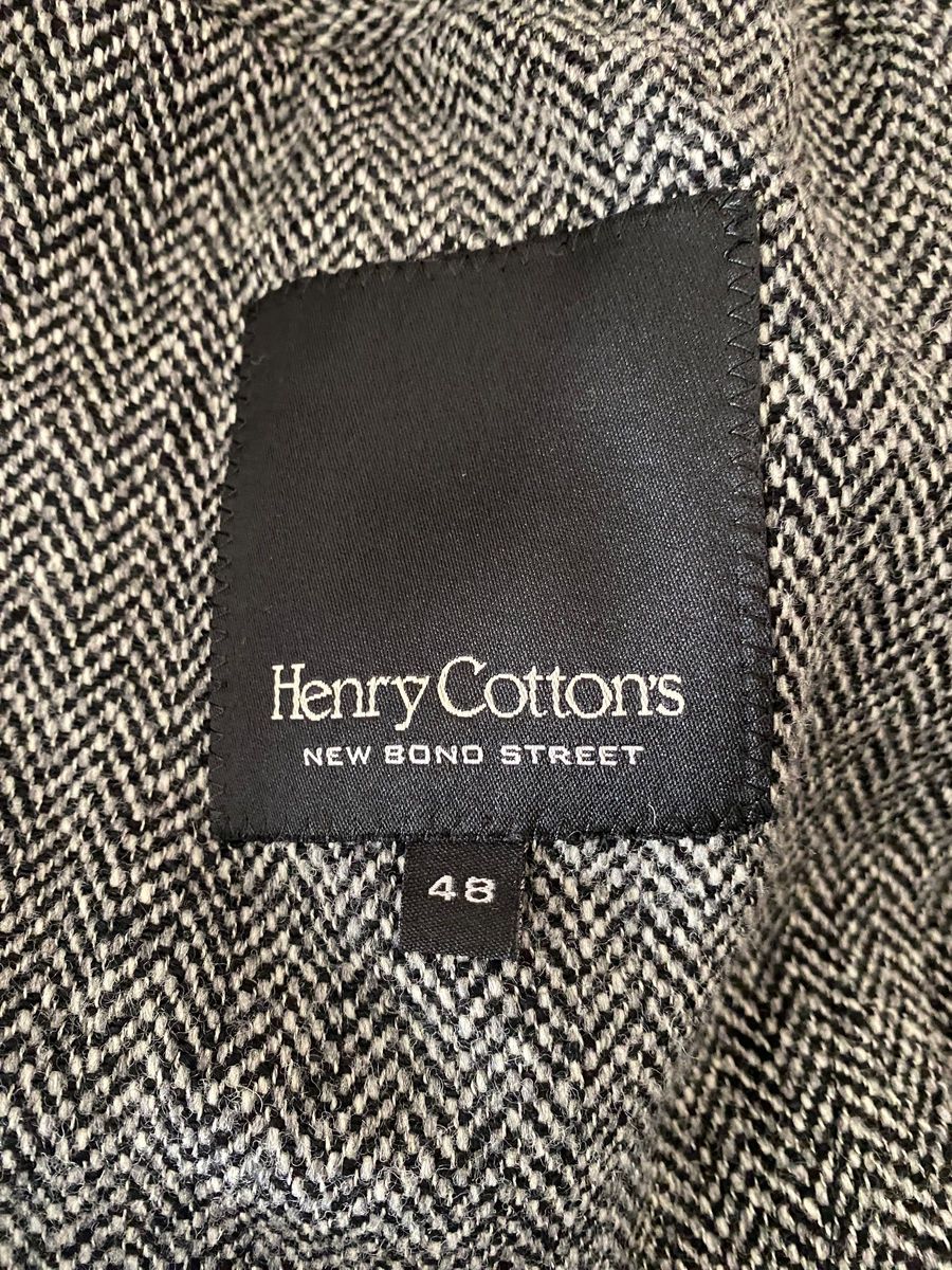 Henry cotton's アンコンジャケット　イタリア製　ウール　グレー　ヘリンボーン　48 