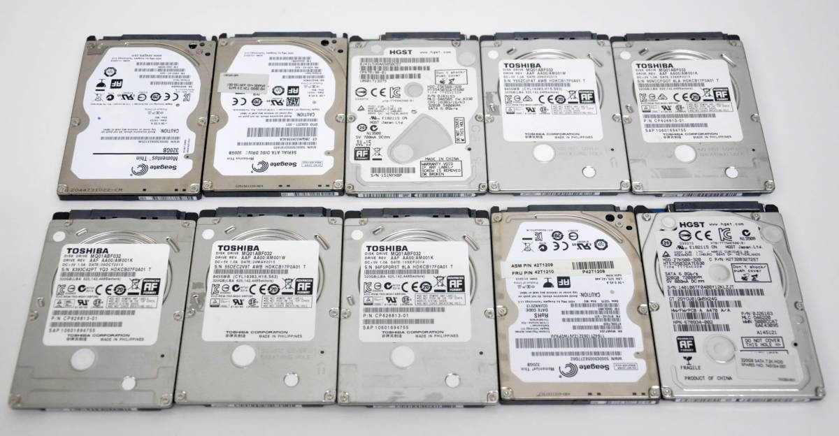 10個セット 2.5インチ　7mm厚 HDD 320GB SATA 【動作確認済み】_画像3