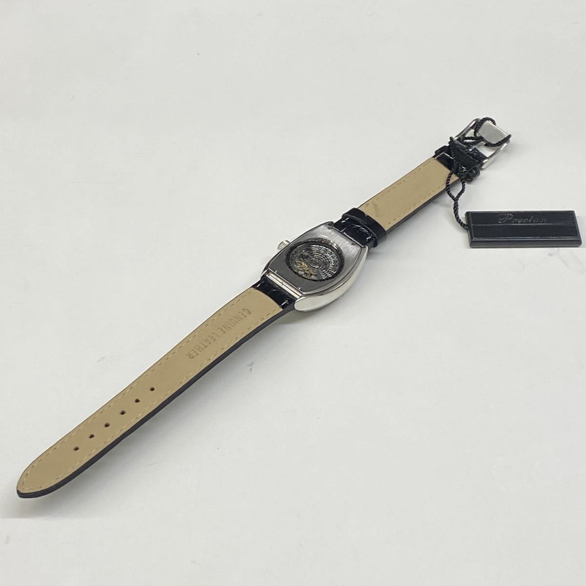 PRECION 自動巻 腕時計 機械式 オートマチック 24mm レザーベルト ブラックの画像5