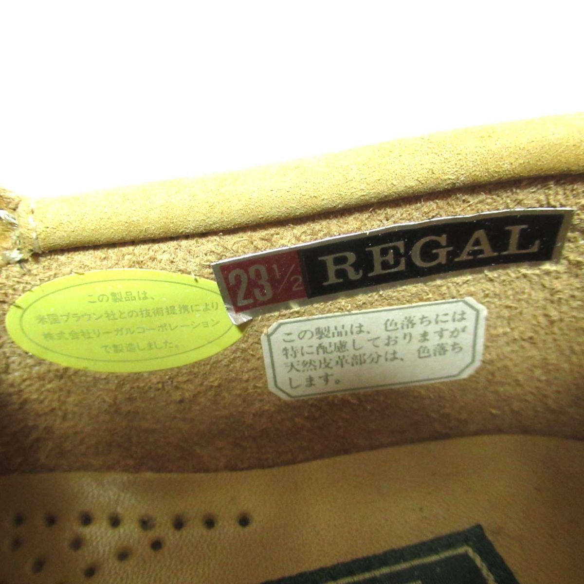 新品同様 REGAL COUNTRY リーガルカントリー ヌバック レザー モックトゥ シューズ デッキシューズ 23.5cm ブラウン系の画像7