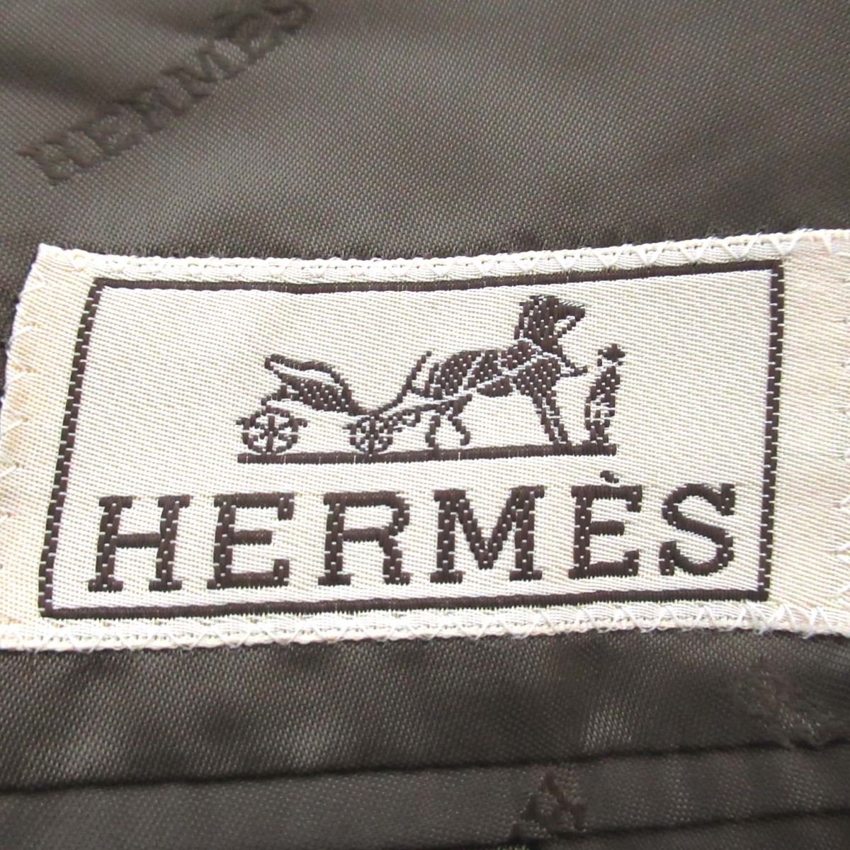 美品 HERMES エルメス ヴィンテージ アンゴラ×カシミヤブレンド ベルテッド ステンカラーコート ロングコート 50サイズ カーキ_画像6