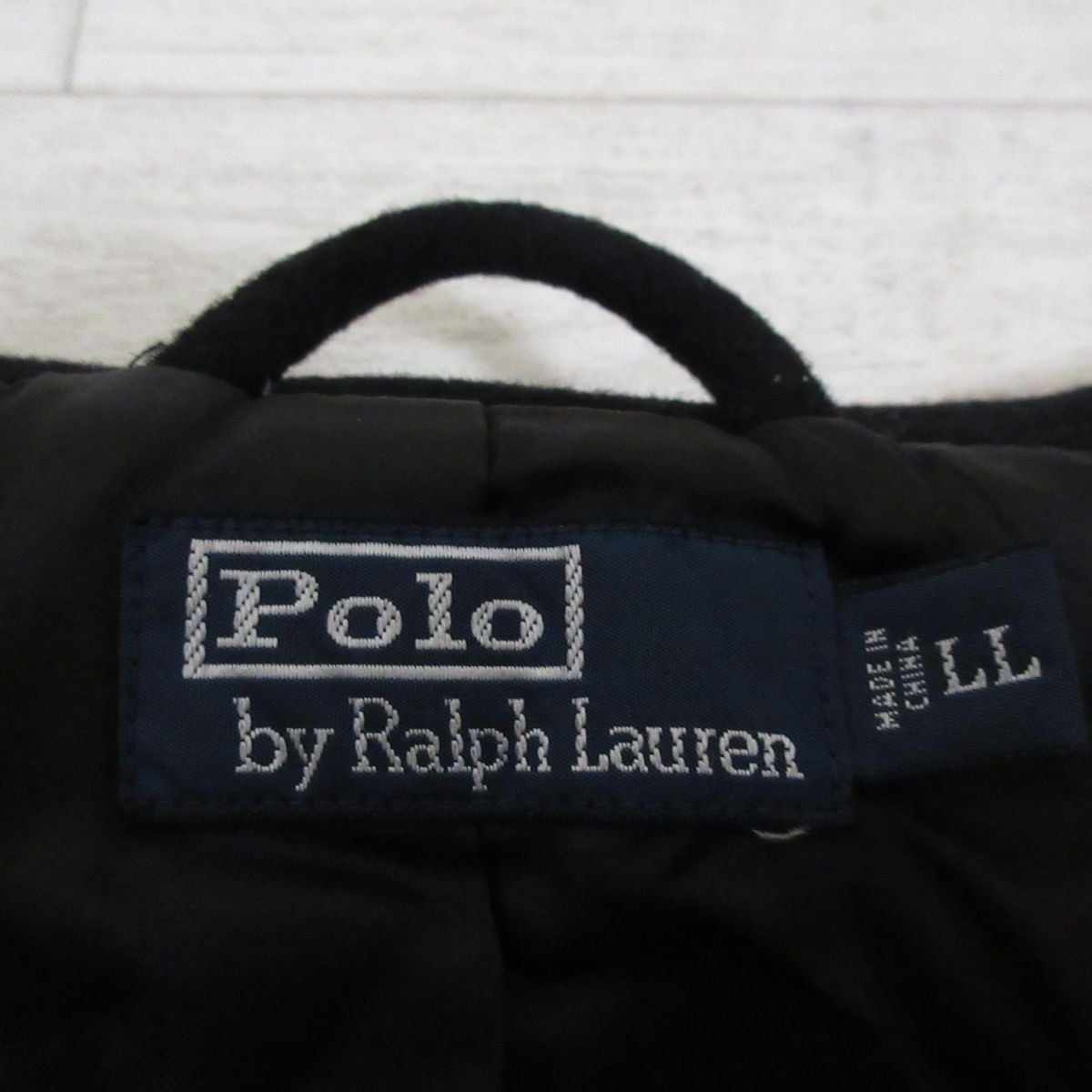 美品 POLO by RALPH LAUREN ポロバイラルフローレン ウールメルトン ダブルブレスト Pコート ピーコート LL ブラック_画像4