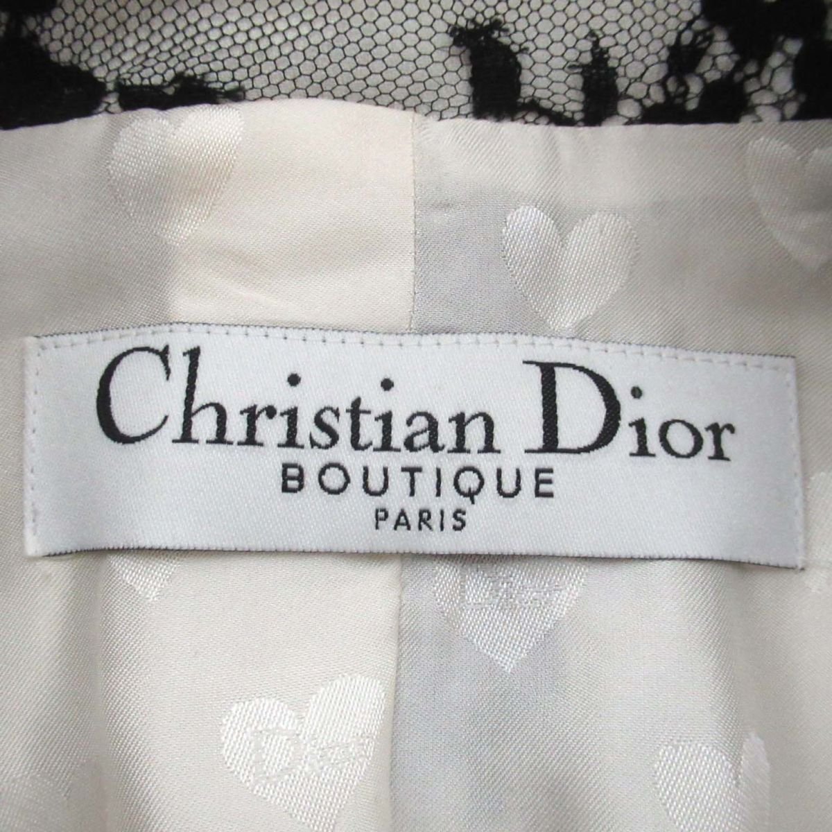  прекрасный товар Christian Dior Christian Dior Galliano период цветок рисунок гонки кнопка-застежка передний tailored jacket F38 черный 