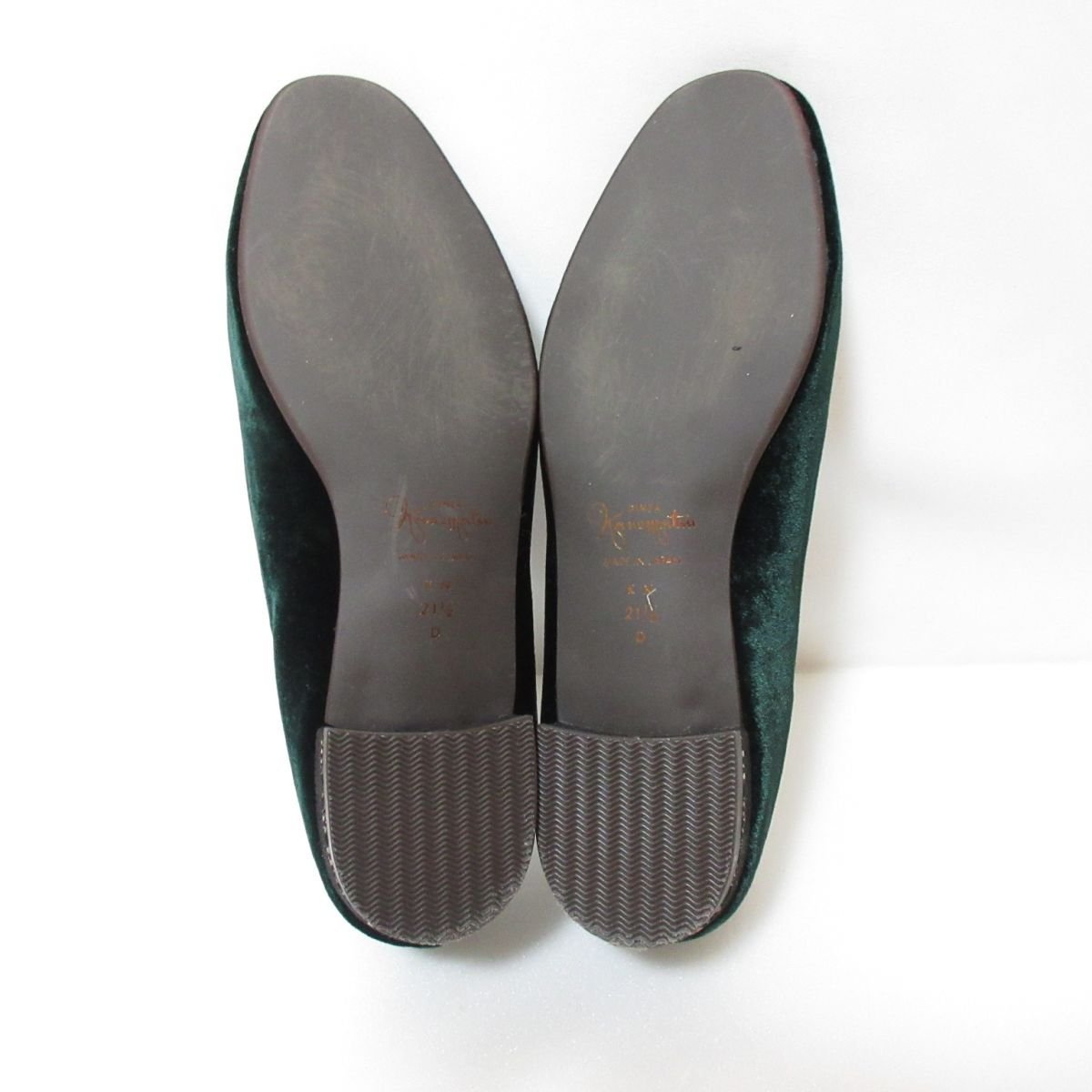  as good as new GINZA Kanematsu Ginza Kanematsu Star star pattern opera shoes flat shoes 21.5cm D green 122