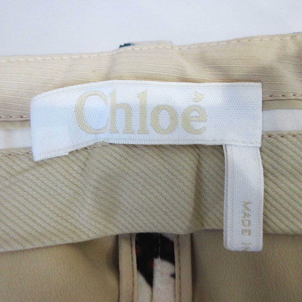 美品 19SS Chloe クロエ ペイズリー柄 ストレッチ ベルベットパンツ サイズ40 マルチカラー_画像3