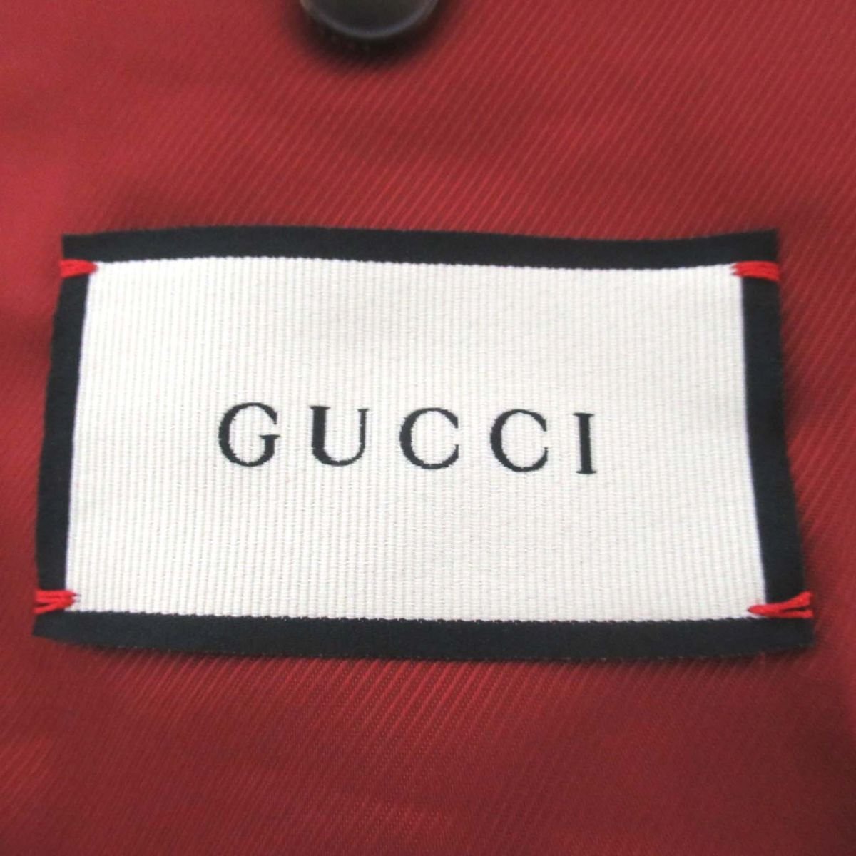  прекрасный товар 20SS GUCCI Gucci золотой кнопка шерсть одиночный длинное пальто пальто с отложным воротником 620881 ZACEV 46 размер 170/88A красный 