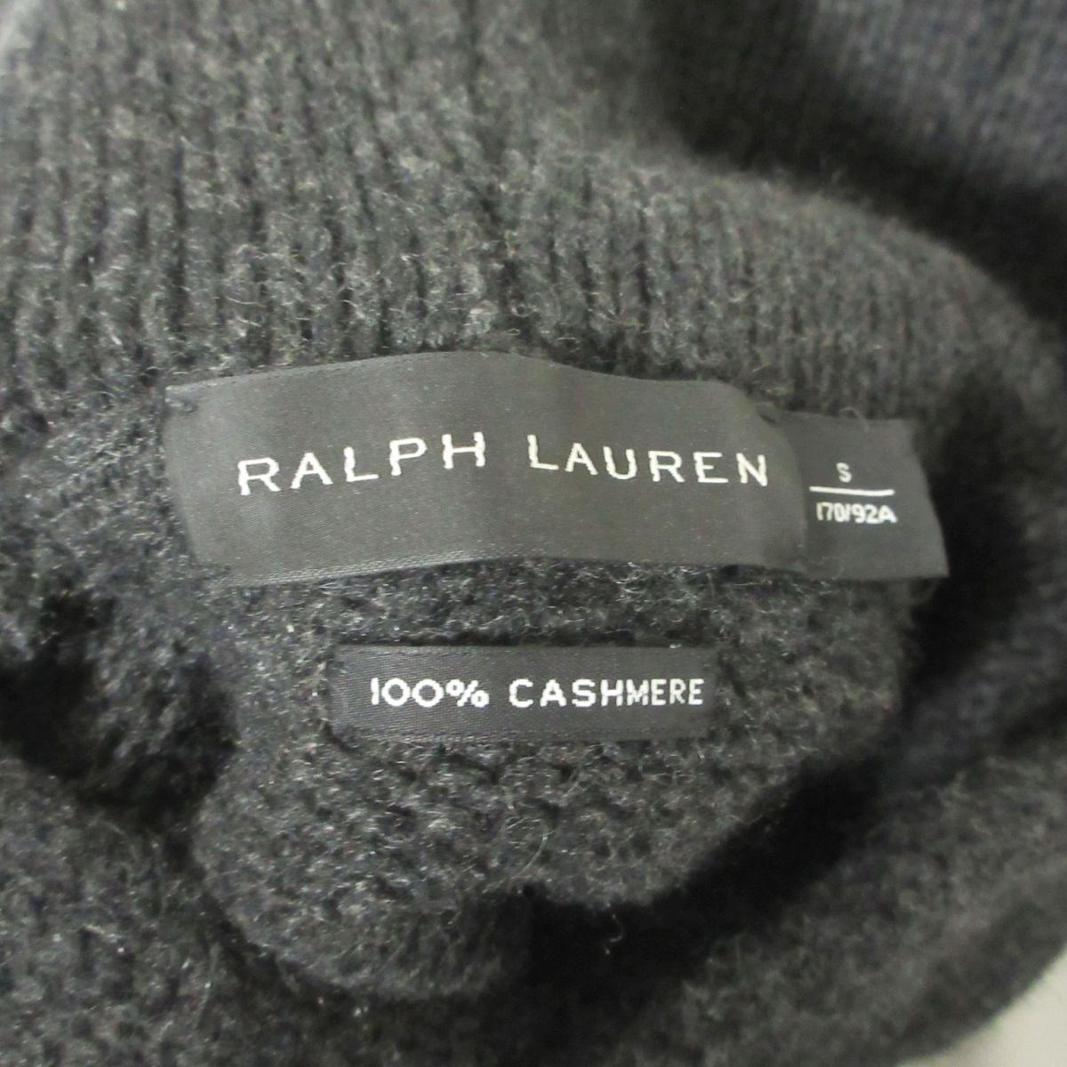 美品 RALPH LAUREN ラルフローレンブラックレーベル カシミヤ100％ プルオーバー ニットパーカー セーター S チャコールグレー 124_画像3