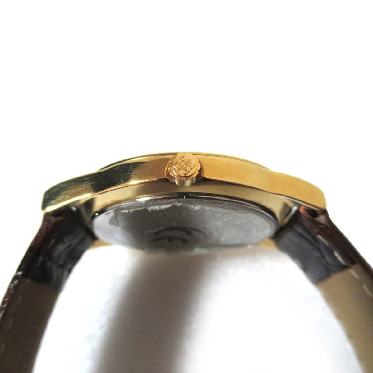 美品 GIVENCHY ジバンシィ ジバンシー クォーツ 3針式 アナログ レディースウォッチ 腕時計 ブラウンレザーベルト×ホワイト文字盤の画像2