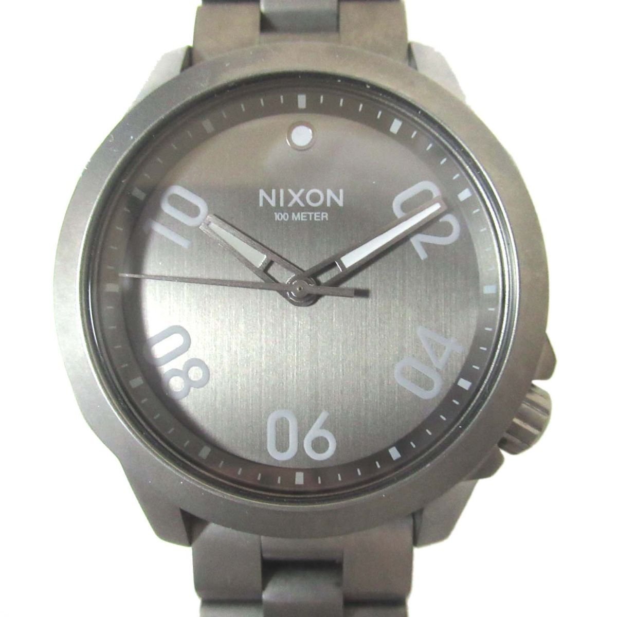 美品 NIXON ニクソン THE RANGER 40 クォーツ 3針式 アナログ メンズウォッチ 腕時計 グレー系ベルト×ブラック文字盤 01の画像1