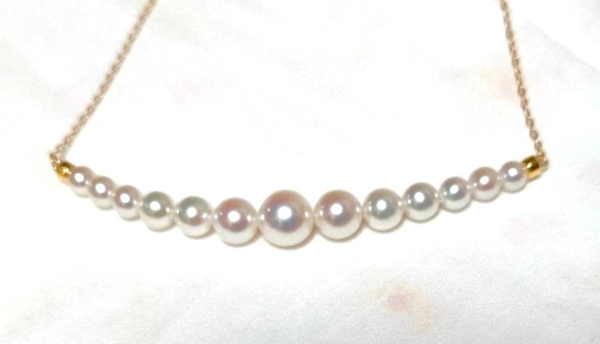 未使用品　アコヤ真珠 K18 ネックレス ペンダントネックレス あこや本真珠 13粒 ベビー真珠 大変綺麗!